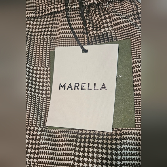 NWT Marella Ilare Wide Leg Trousers: Biscuit Houndstooth/check Pattern: Size-10 - Picture 1 of 16